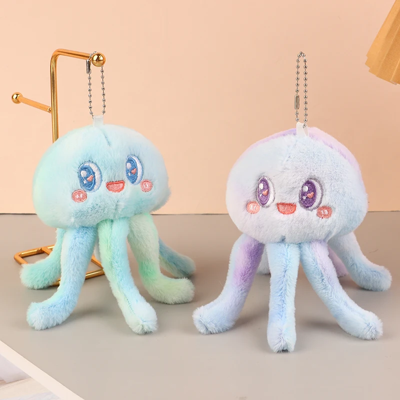 Cute Octopus Plush Toy Cartoon Tie-dye Jellyfish Pendant Soft Stuffed Doll Keychain Backpack Car Bag Key Ring Decor Kid Gift