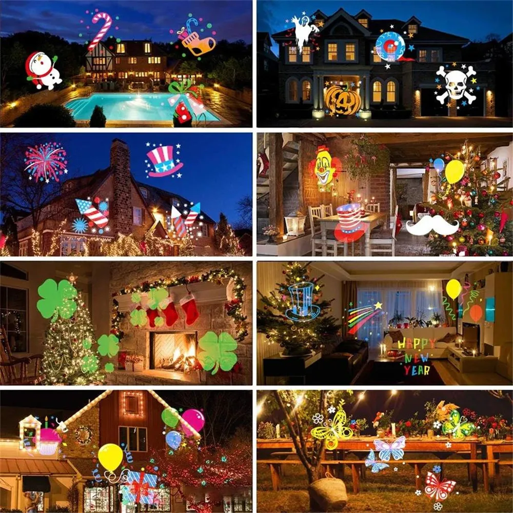 Weihnachten LED Projektor Licht Urlaub Lichter Projektor Halloween Projektor Licht Im Freien mit 16 Dias Landschaft Projektor Lampe