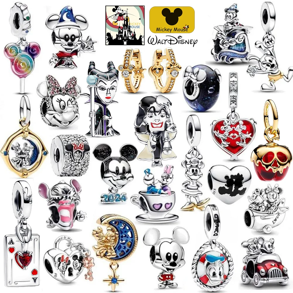 hot sale Disney Mickey Minnie Charm Silver 925 trinket bag Beads Suitable For 925 Original Bracelet Jewelry gift