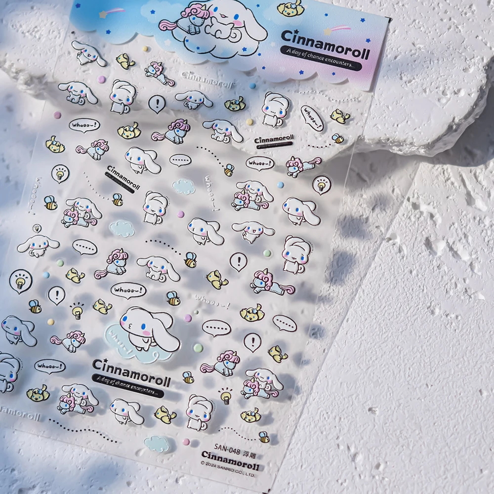 

1PCS Cinnamoroll Nail Sticker 5D Holographic Sanrio Series Nail Parts Silver Foil My Melody Self-adhesive Nail Art Accessories