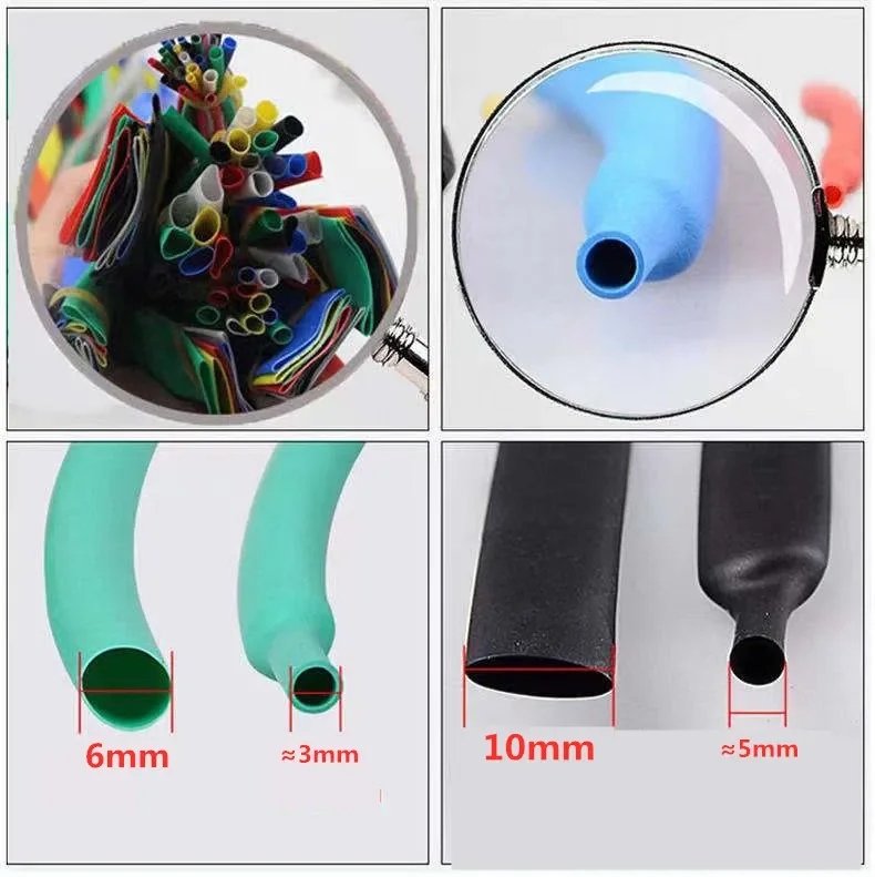 2: 1 color 1mm 2mm 3mm 5mm 6mm 8mm diameter shrink tube hot shrink tube winding line for DIY connector data line maintenance 1M