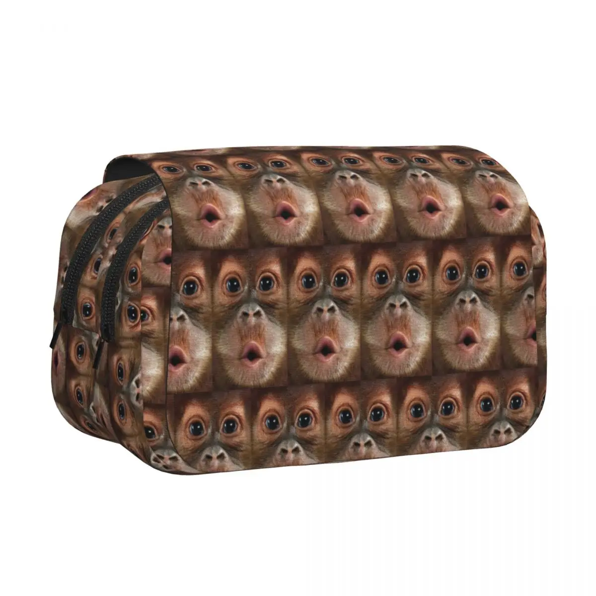 Big Face Baby Orangutan Monkey Pencil Case Pen Holder Hard Shell Leather Large Storage Pen Box Pencil Bag for Kids Gifts