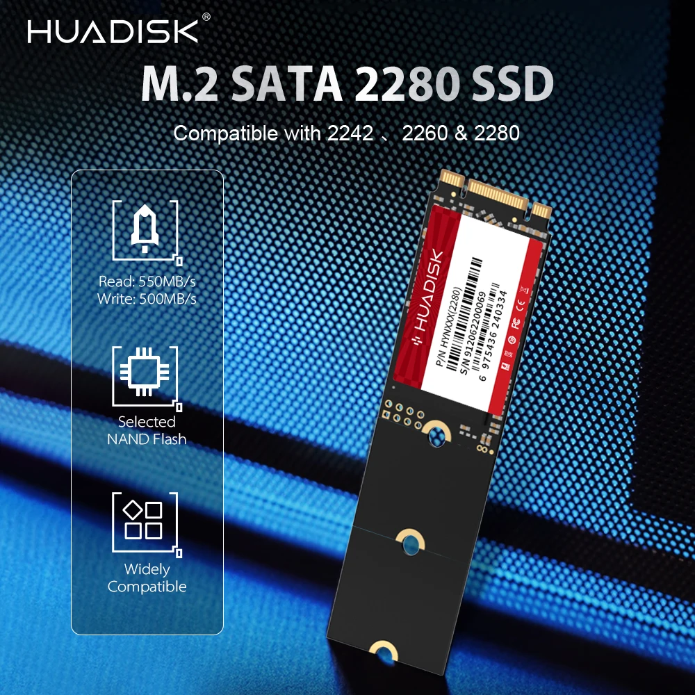 HUADISK M.2 NGFF SATA SSD 2280 2260 2242 Internal Hard Disk 128gb 256gb 512gb 1tb 2tb Solid State Drive sata3.0 for PC