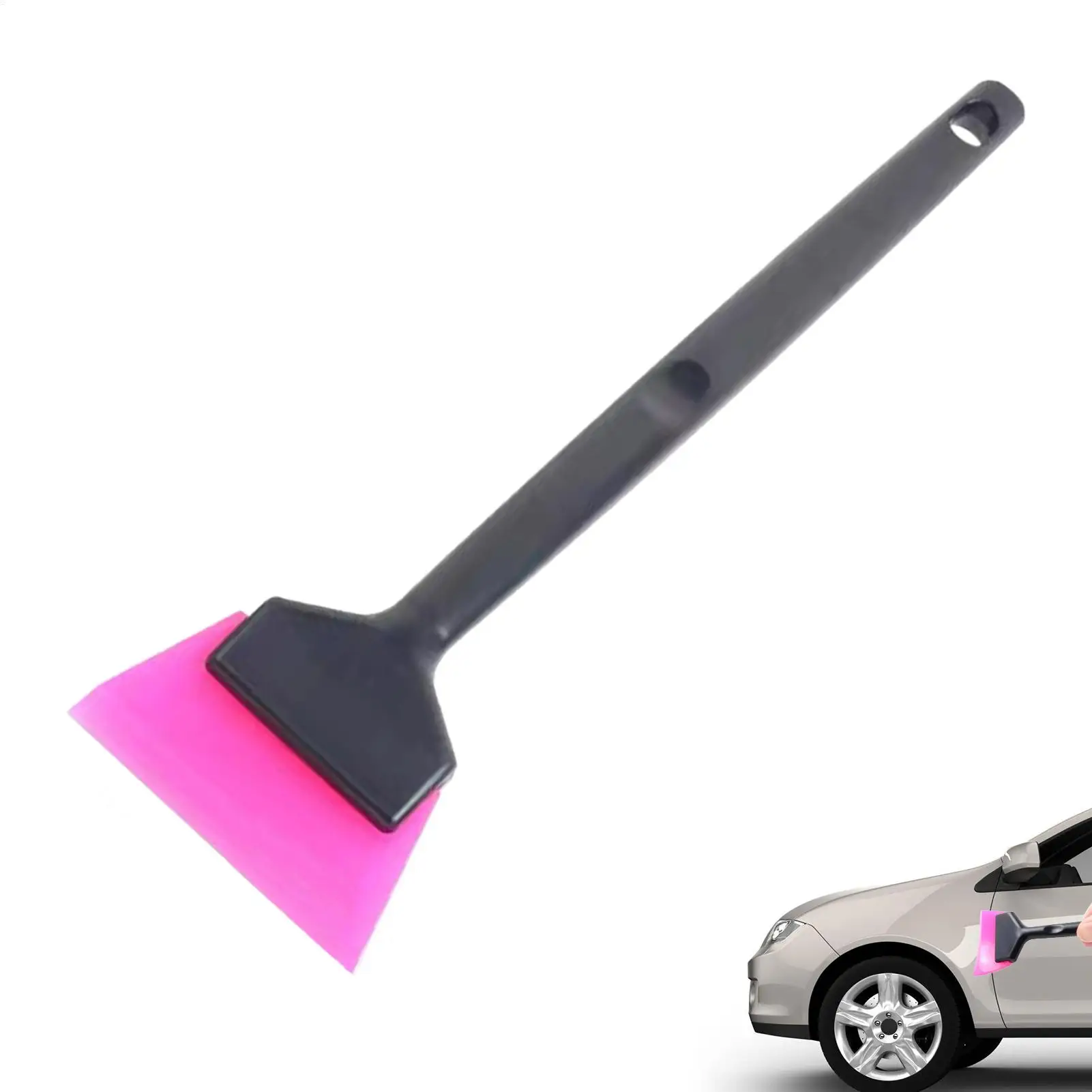 1pc Long Handle Anti-Slip Car Window Tint Squeegee Windshield Water Cleaning Remover Oxford Blade TPU Scraper Wash Accessories