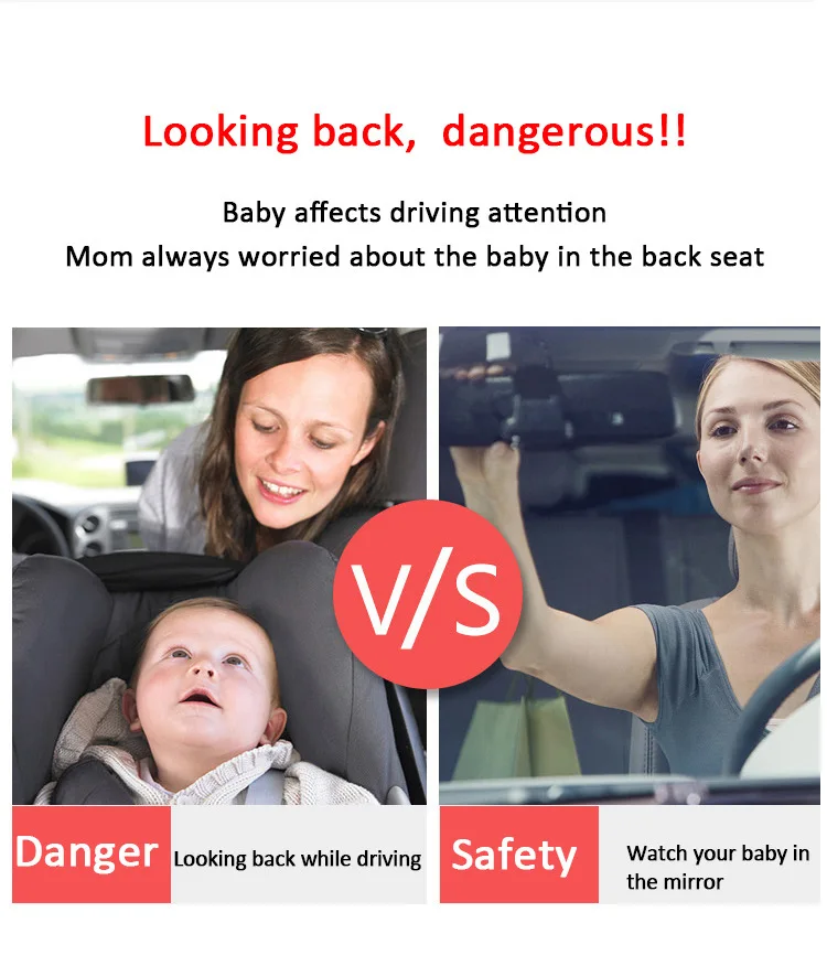 PANGDUBE Baby Car Mirror Rear Facing Wide Crystal Clear View Shatterproof Safety Car Seat Mirror for Kids Infant Monitor