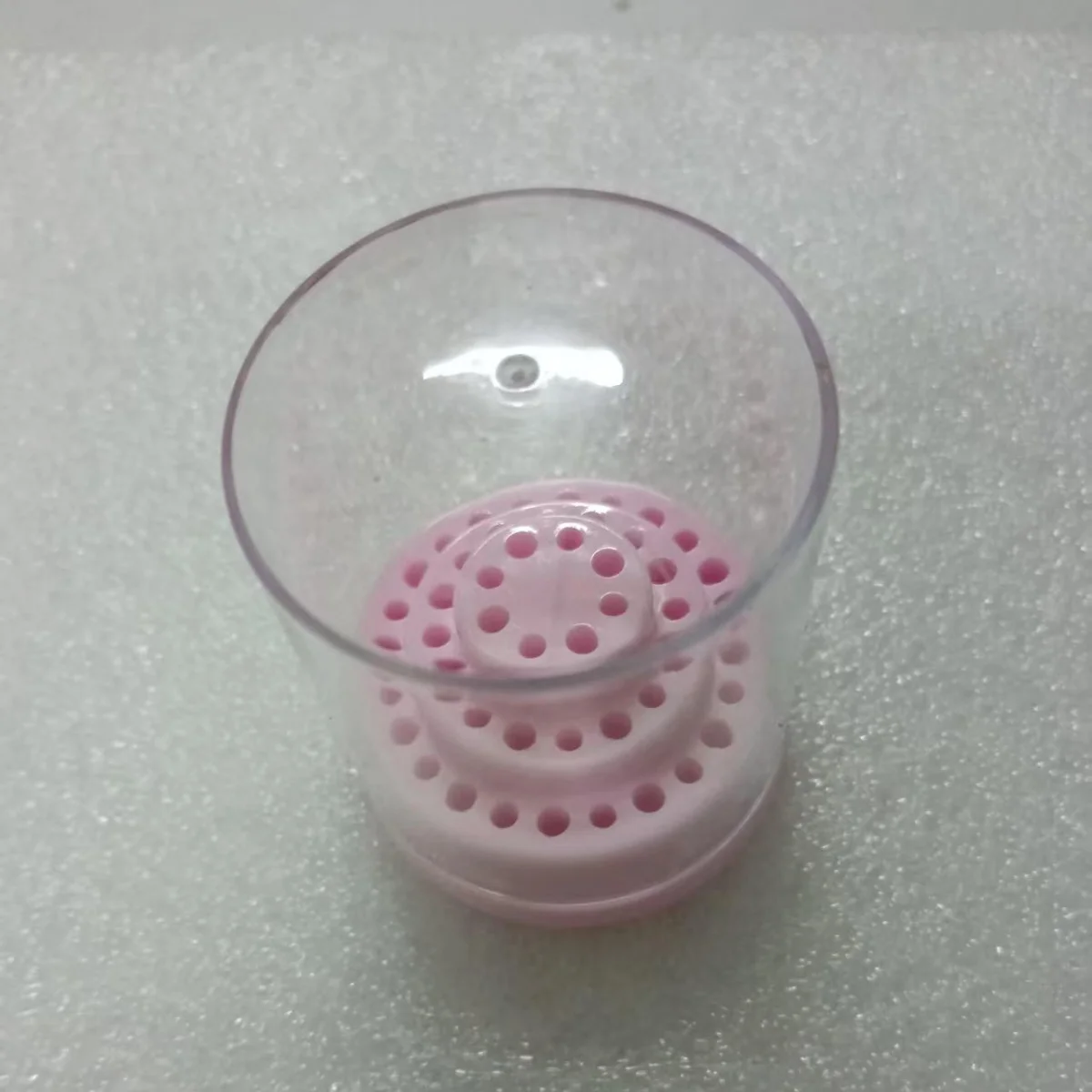 Round Cake Tier Dustproof Nail Drill Bit Holder Storage Container Box For Manicure Tools Nail Salon - 48 Holes Pink (Drill Bits view 4