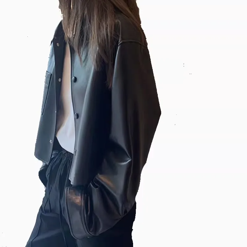 Damskie płaszcze PU, kurtki ze sztucznej skóry, krótkie kurtki z wykładanym kołnierzem, kurtki robocze, kurtki streetwear Y2k, kurtki na zamek błyskawiczny, odzież wierzchnia, wiosna 2026