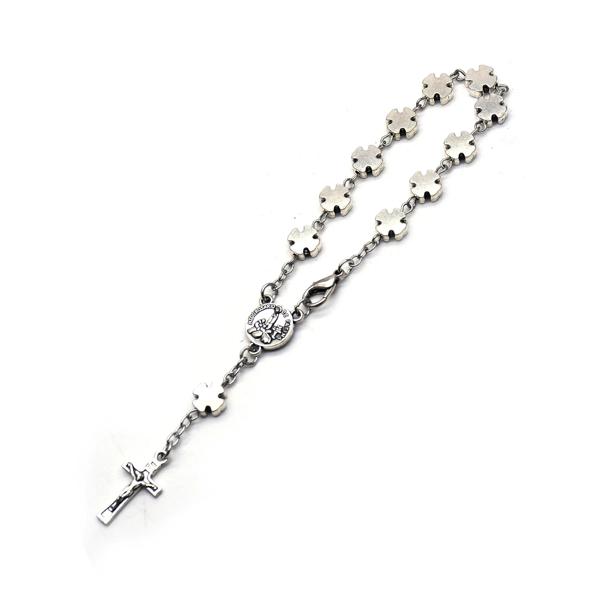 Classic Silver Plated Cross Pendant Rosary Bracelets For Men Women Christian Catholic Religious Belief Prayer Jewelry Gifts