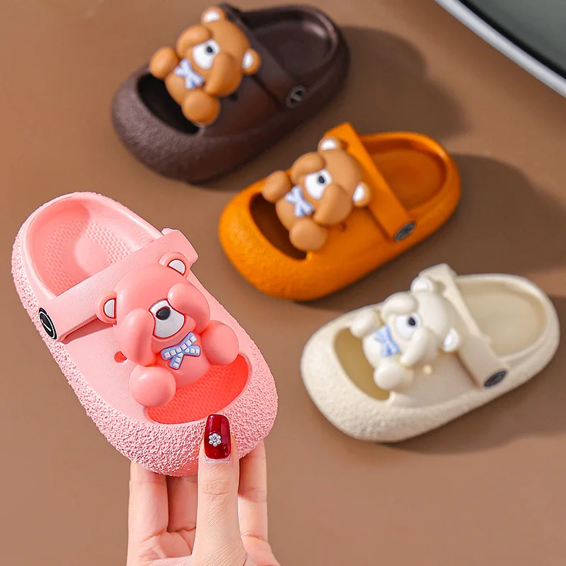 Kids Summer Clogs, Waterproof Closed Toe Anti-Collision Cartoon Slippers, Indoor & Outdoor Sandals for Toddler Boys & Girls
