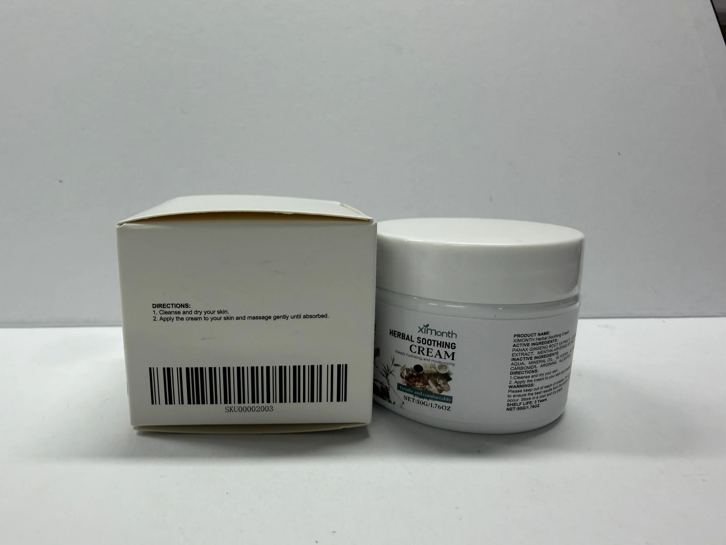 Ximonth Creme Calmante de Ervas Creme Facial Hidratante Profundamente Hidratante para Pele Sensível Suave Confortável 50g