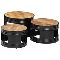 VidaXL side tables barrel design 3 Pks. Rough solid wood Mango