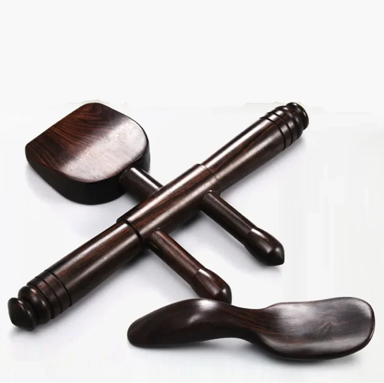 Hoge Kwaliteit Ebbenhout Gereedschap Hout Massage Therapie Pente Aangepaste Body Massager 1 Set Geschenkdoos Pakket 1 Jaar Garantie Hade Gemaakt