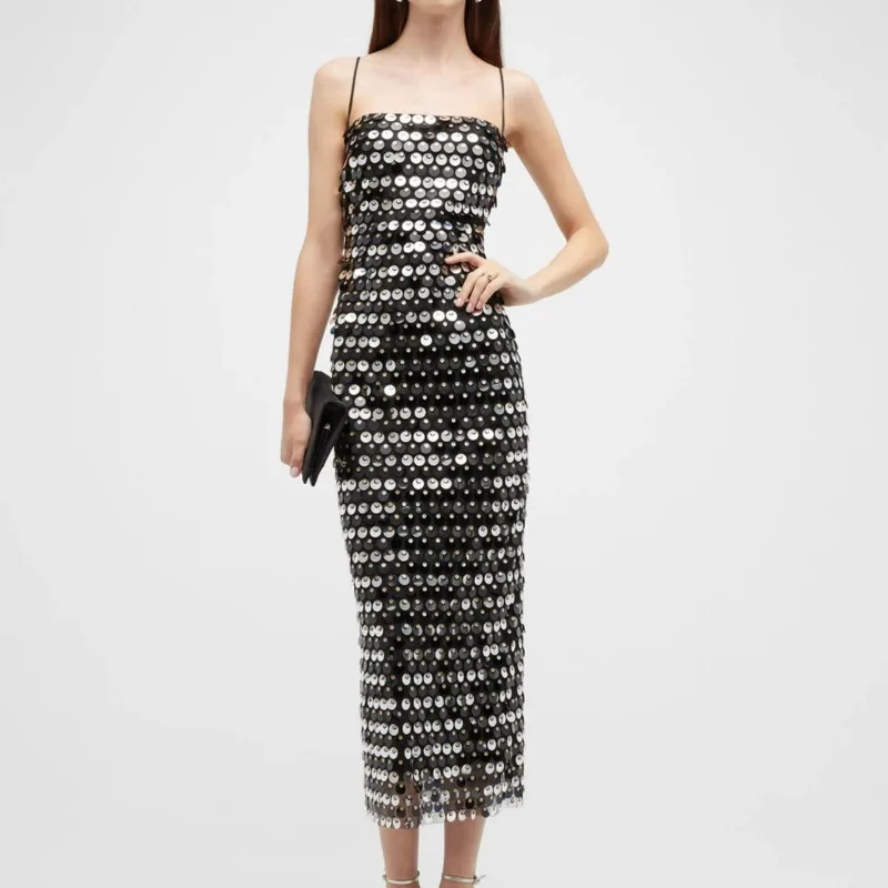

Sexy Sequined One Piece Summer Dress Women Elegant Party Dress Club Evening Gowns Fashion Women Clothing Robes