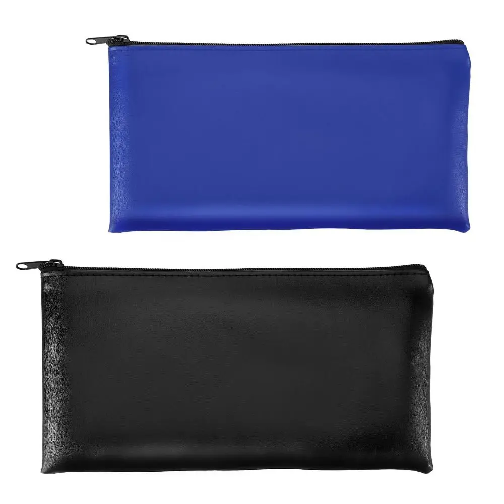 Durable Zippered Pu Bill Bag PU Leather Small Compact Cash Deposit Bag 11 x 6 inches Bank Envelopes Money Pouch Utility Pouch