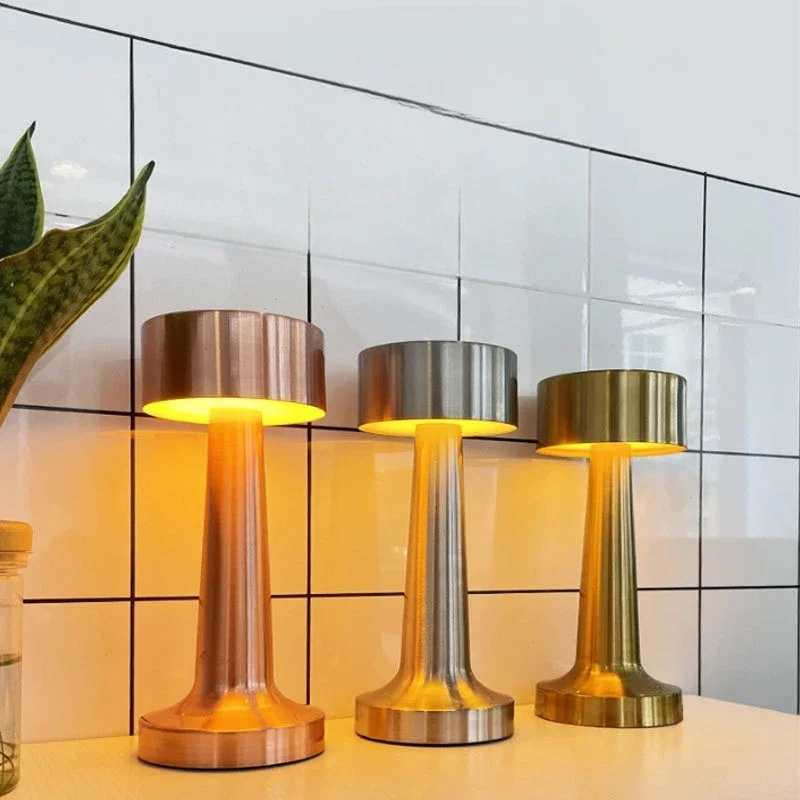 

LED Minimalist Metal Dumbbell Table Lamp for Living Room Bedroom Portable Charging Indoor Outdoor Camping Atmosphere Light