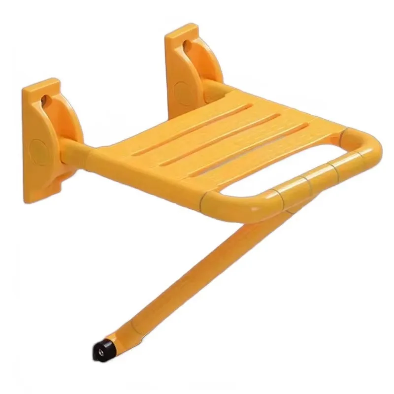 Factory Wall Mounted Folding Shower Seat Plastic Yellow Bathroom Toilet Chair
