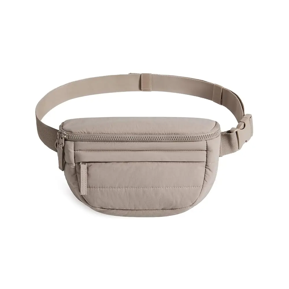 

Fanny Packs for Women Cross Body, Lightweight Puffy Belt Bag with Multi Pockets Quilted Purse for Traveling Hiking Camel