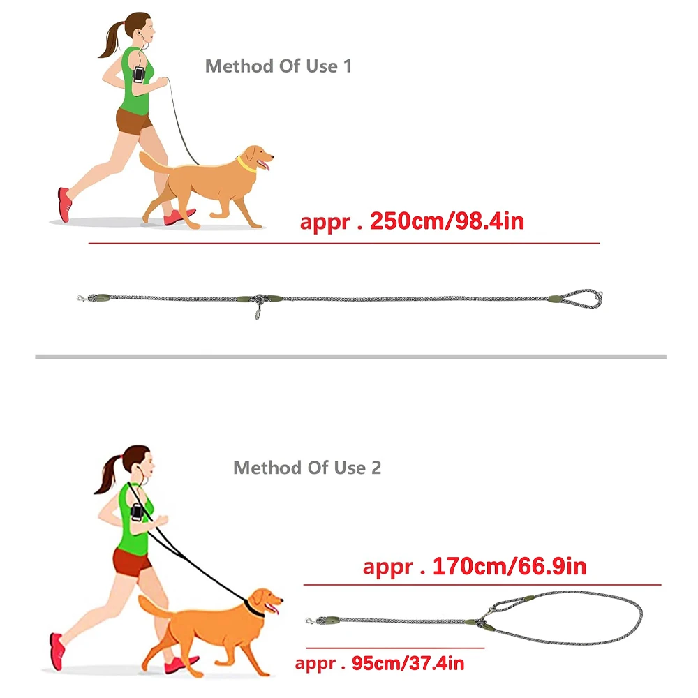 S/M/L Reflective Nylon Leashes Pet Dogs Chain Traction Rope Leads for Running Free Hands Rope Chain for Small Large Dogs Walking