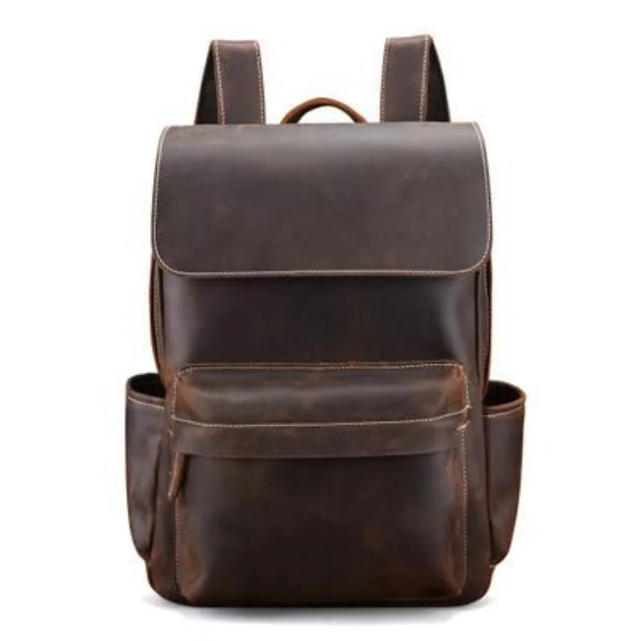 

The Helka Backpack Genuine Vintage Leather Backpack for daily commute, brown, scratch-resistant and water-repellent finish