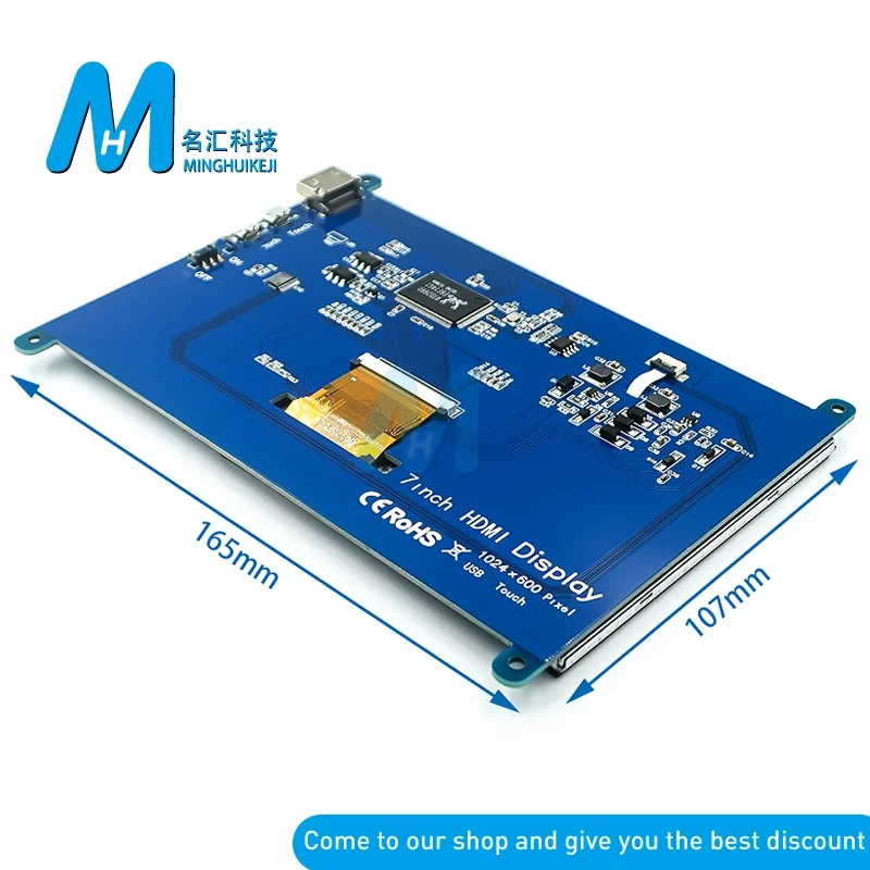 Pantalla táctil HDMI de 7 pulgadas, 1024x600 IPS, Panel de pantalla táctil hdmi, pantalla de frambuesa, Monitor LCD DIY HD para Raspberry Pi 2/3/4 B +/4b