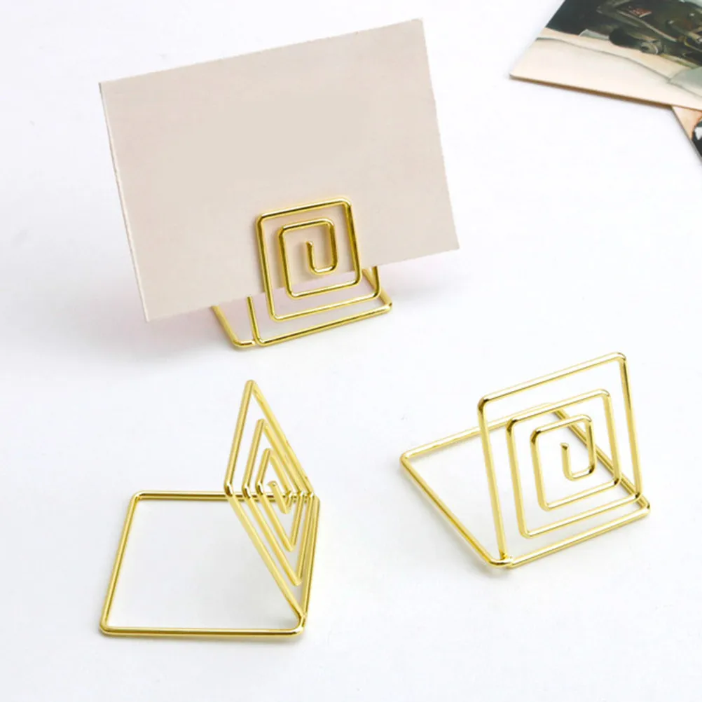 12 pcs Display Holder Card Office Halloween Christmas New Year Gold Metal Clips Card Clip Stand Gold Card Holder Name