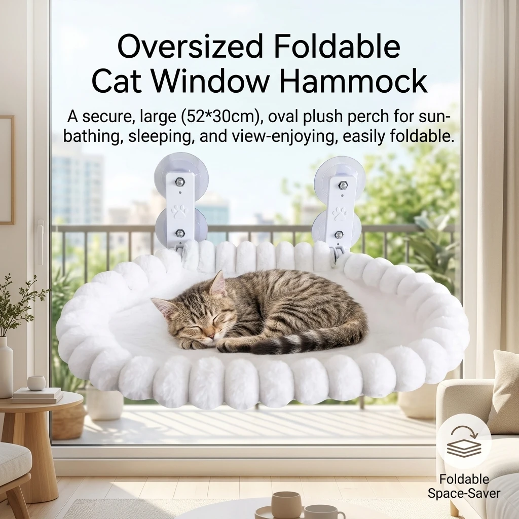 猫用ハンモック窓用ベッド-猫日光浴用ガラス吊り下げ式-4個の吸盤付き-バルコニーペット用巣-折りたたみ式ペットベッド-猫用品