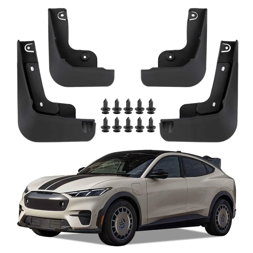 Car Mud Flaps For Ford Mustang MACH-E 2021-2025 - 4PCS Set. Front & Rear  Mudguards Mudflaps with Hardware Kit.