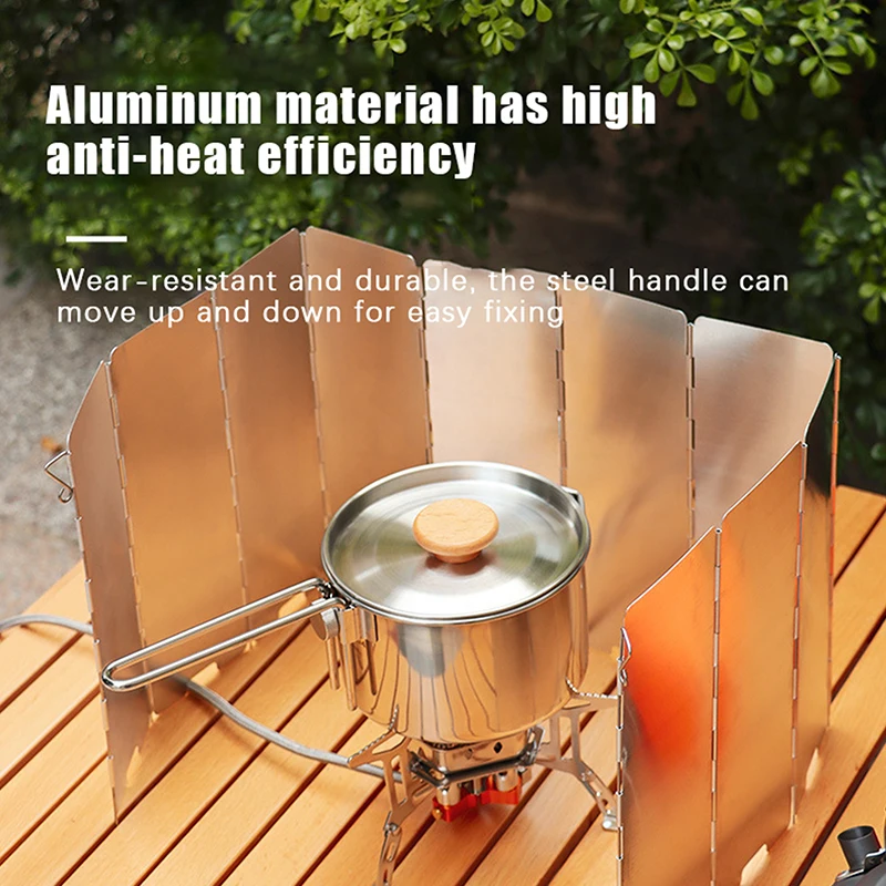 

8 Plates / 10 Plates Aluminum Alloy Stove Windscreen Ultralight Windproof Cover Foldable Stove Windshield For Outdoor Camping