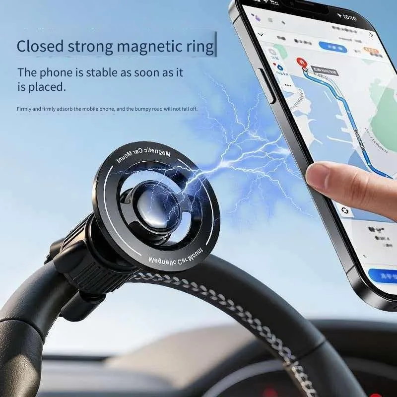 Simple Black Car Steering Wheel Magnetic Mobile Phone Holder Car Rotation Adjustment Mobile Phone Navigation Holder