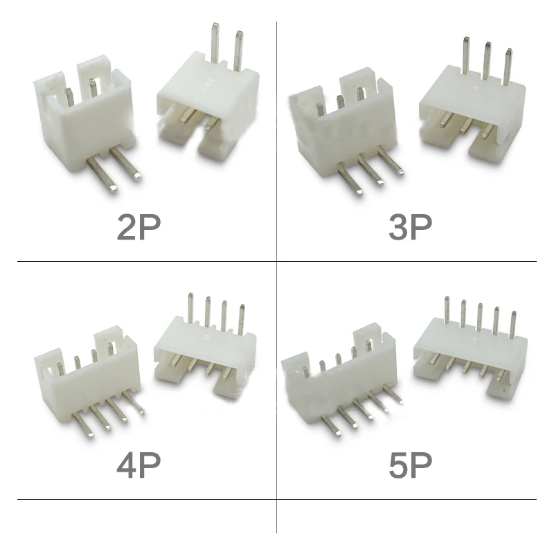 50PCS PH2.0 Right Angle  Curved Needle Female Connector 2P/3P/4P/5P/6P/7P/8P/9P/10P-13p pin 2.0mm Pitch White Connector