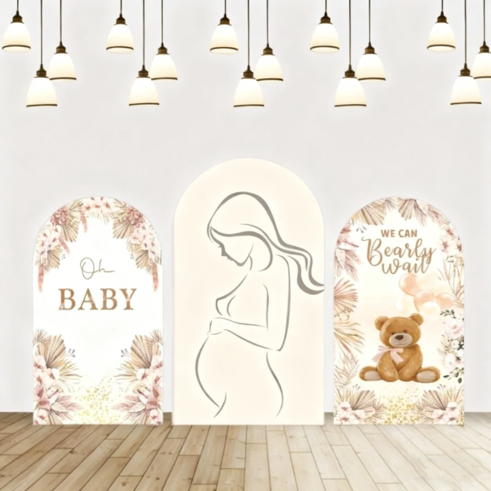 

LS Custom 2-Sided Oh Baby Bear Balloons Kids Birthday Party Baby Shower Covers Chiara Arch Background Decor Backdrop Photo