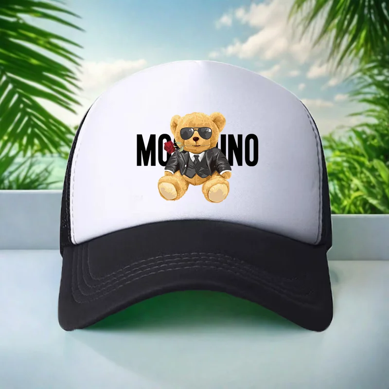 

Детская шляпа для мальчиков и девочек от 6 до 15 лет, бейсбольная кепка, шляпа от солнца, милая и забавная шляпа с принтом медведя, 58 см, для отдыха на открытом воздухе, для пляжного туризма, дышащая модная повседневная шляпа