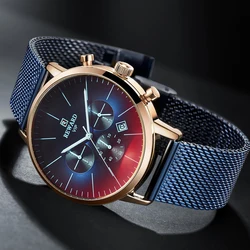 2024 Nieuwe Mode Kleur Helder Glas Horloge Heren Top Luxe Merk Chronograaf Heren Roestvrijstalen Zakelijke Klok Heren Polshorloge