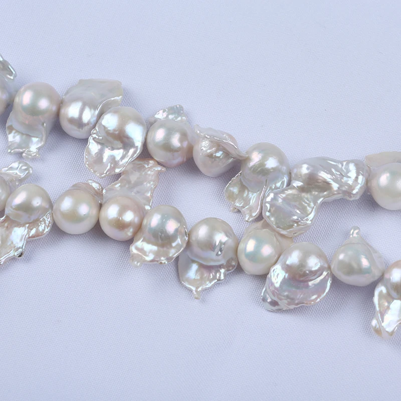 Wholesale big size 17-22mm white color top drilled baroque shape freshwater pearl loose strands