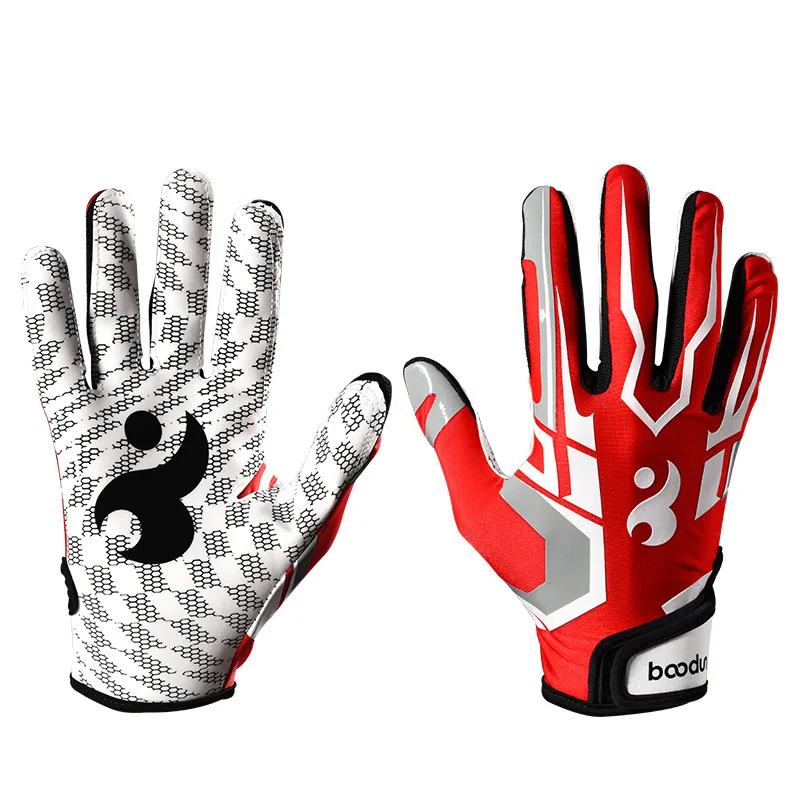 

1 Pair Football Gloves Youth Kids Football Receiver Gloves Non-Slip Silicone Grip Glove with Adjustable Wristband