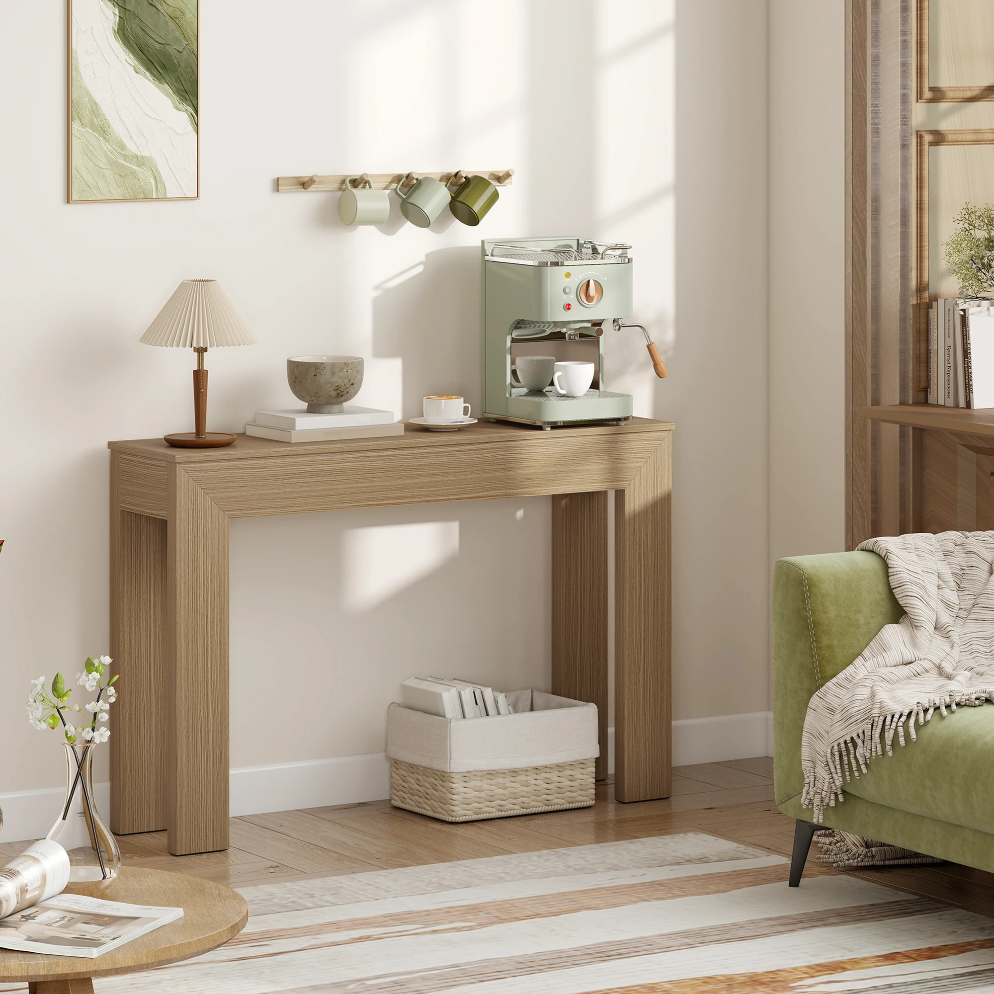 Modern Entryway Table, 47" Narrow Console Table for Entryway, Sofa Table Behind Couch, Living Room, Hallway, Natural Wood image 6