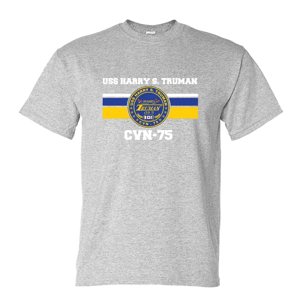 USS Harry S. Truman CVN-75 Aircraft Carrier Crest T-Shirt 100% Cotton O-Neck Summer Short Sleeve Casual Mens T-shirt Streetwear