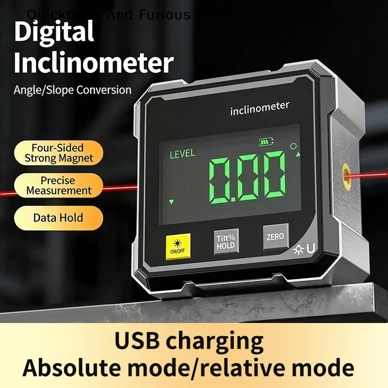 【T】 4-Side Magnetic Digital Display Laser Instrument Horizontal Angle, Inclination Angle And Electronic Measurement Slope Tool
