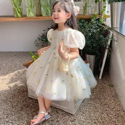 Children Girls Summer Dress for Kids Floral Princess Birthday Party Gown Mesh Tutu Wedding Children Dresses 1-6Y