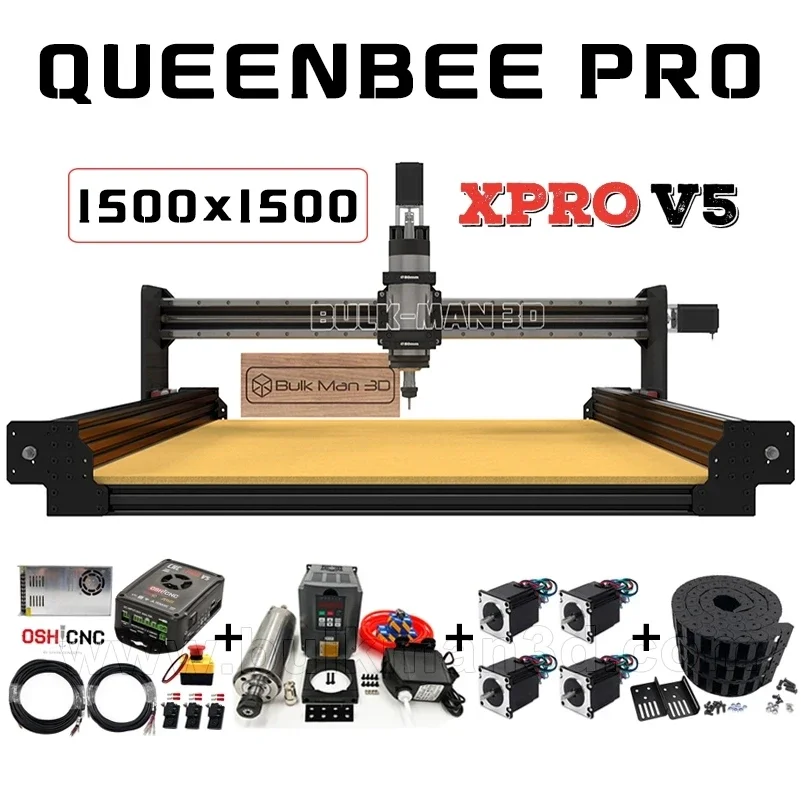 

20%OFF Bulk-Man 3D Black 1500x1500 QueenBee PRO CNC Full Kit with xPRO V5 GRBL Control System CNC Wood Router Working Machine