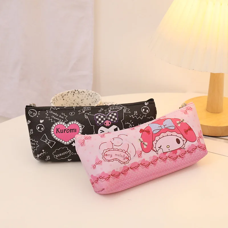 Cute Cartoon Sanrio Cinnamoroll Pencil Case My Melody Kuromi Leather Waterproof Resistant To Dirt High-capacity Pouch Gifts