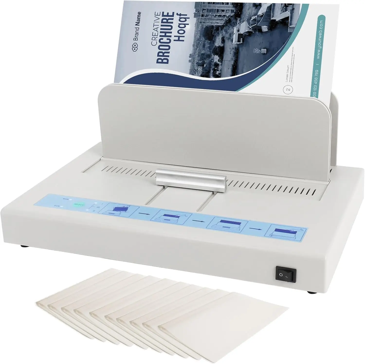

500-Sheet Thermal Binding Machine for A3/A4/A5, 110V with 10 Covers, White