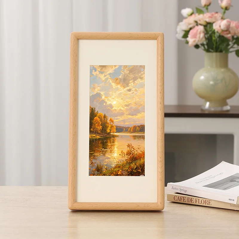 Premium Solid Wood Black Walnut Picture Frame - Long Rectangle Artwork Frame for Elegant Home Décor Table Display