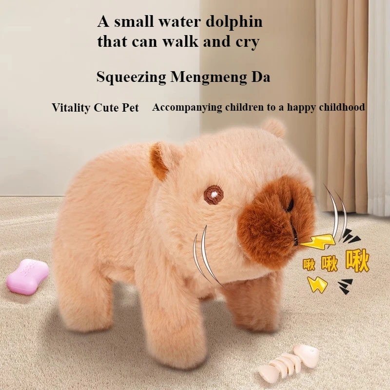 2025 Nuova bambola di peluche Capibara elettrica - Animale domestico che cammina che canta per bambini, regalo di Natale interattivo ad attivazione vocale