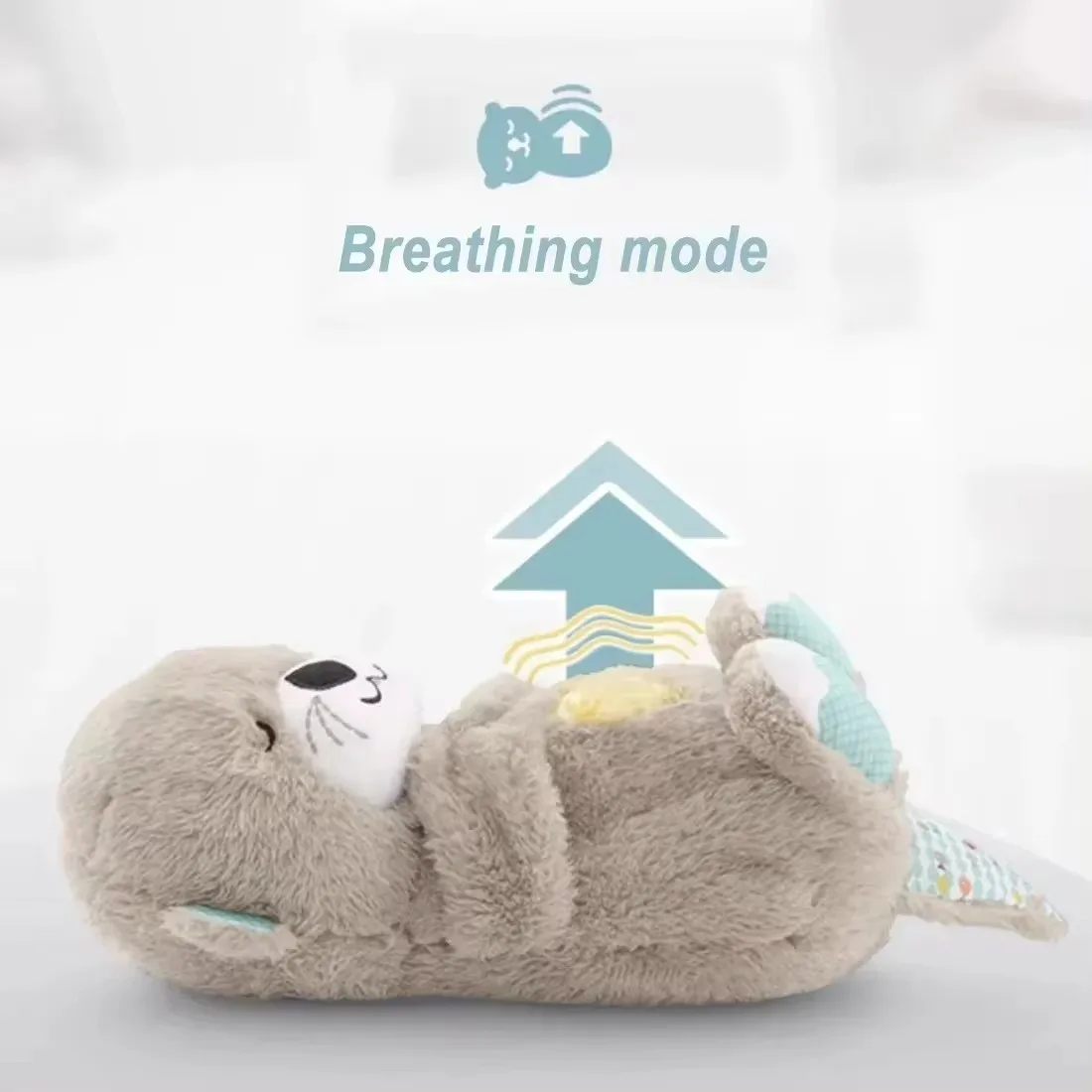 Baby Plush Doll Breathing Bear Newborn Soothing Sleep Playmate Otter Toy Kids Music Sleeping Companion Sound Light Doll Toy Gift