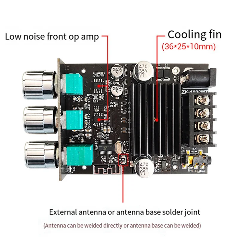 A98Z ZK-1002MT 5.0 Bluetooth Power Amplifier Board 100W Channel Amplifier Board Kit With Short Circuit Protection For Sound Box