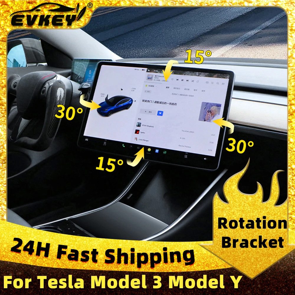 

EVKEY For Tesla Model 3 Model Y Accessories Central Control Screen Display Rotation Bracket GPS Navigation Holder Swivel Mount