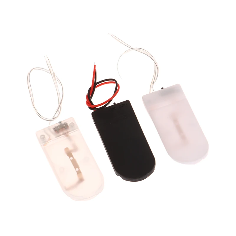 5Pcs 3 Colors Single Button Coin Cell Battery Holder Case Cover With ON-OFF Switch Leads Wire Battery Box Single Dual Slots