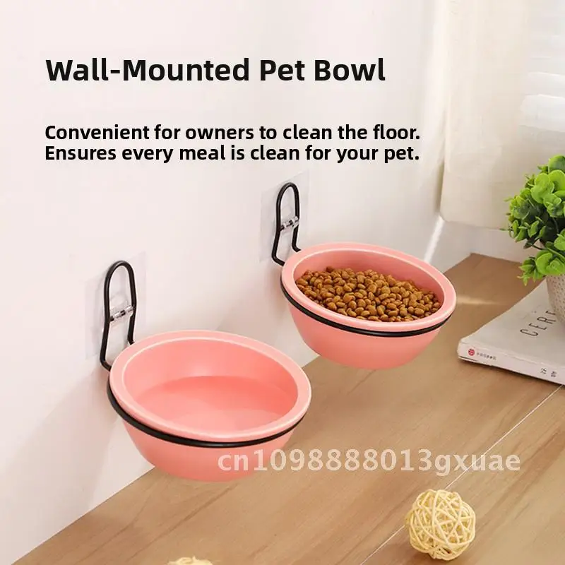 

Cat Bowl Dog Bowl Neck Protection Adjustable Anti-knock Hanging Wall Hanging Ceramic Cat Bowl Single Bowl Cat Food Bowl