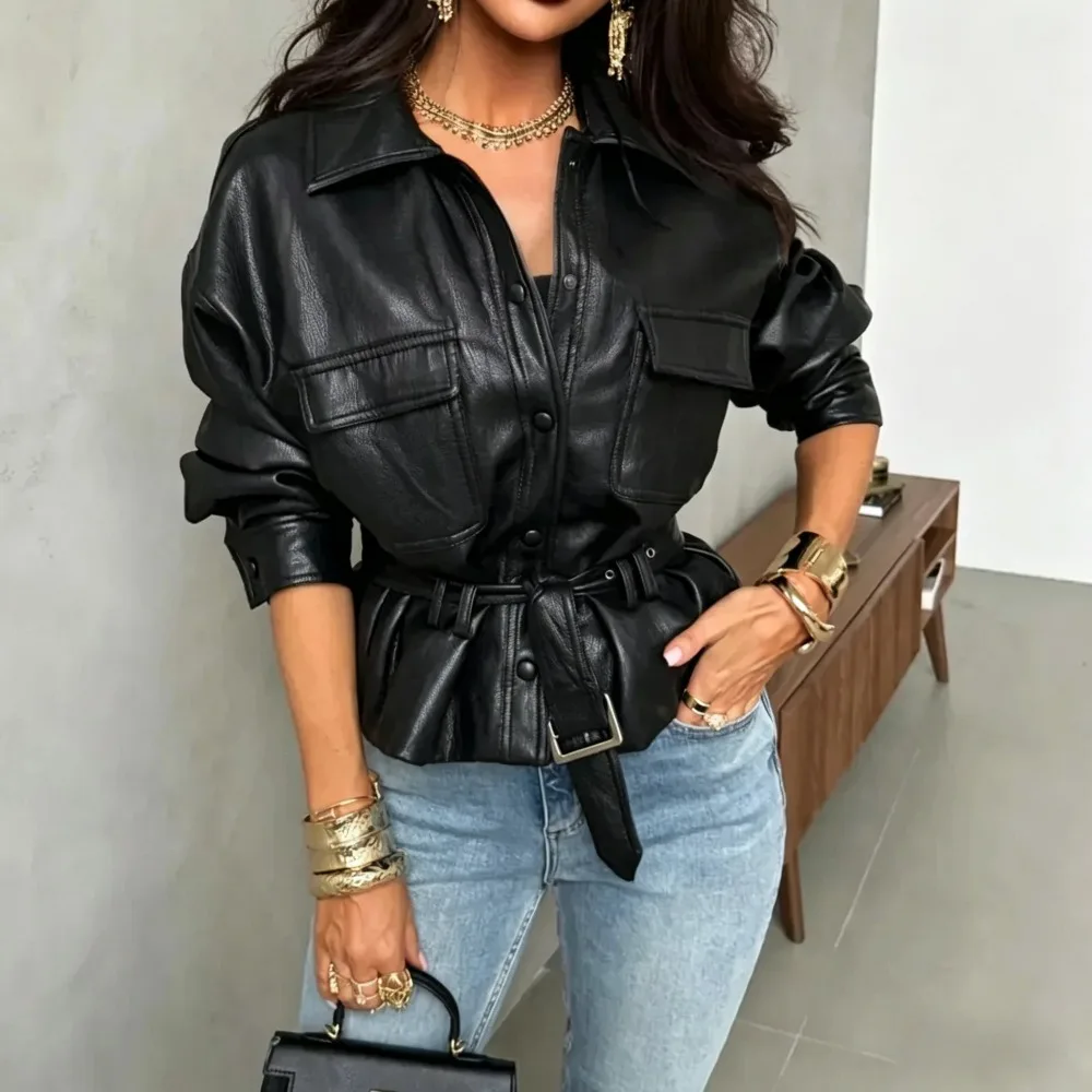 Reality Y2k Leather Jacket New Jacket Women's Motorcycle Leather Jacket Outwear Women's Spring Leather Top Women Leather Jacket